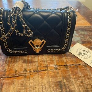 Valentino Orlandi Black Crossbody Bag with Quilted Design